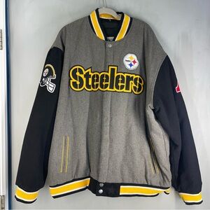 NFL Pro Player Pittsburgh Steelers Reversible Team Varsity Jacket Size 4XL